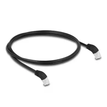 DeLOCK RJ45 tinklo laidas Cat.6A S/FTP 45° žemyn kampu 1 m juodas
