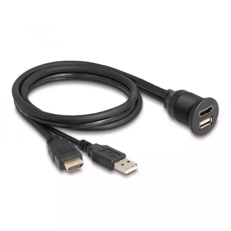 DeLOCK laidas HDMI-A kištukas ir USB 2.0 Type-A kištukas į HDMI-A lizdą ir USB 2.0 Type-A lizdą, vandeniui atsparus, 1 m