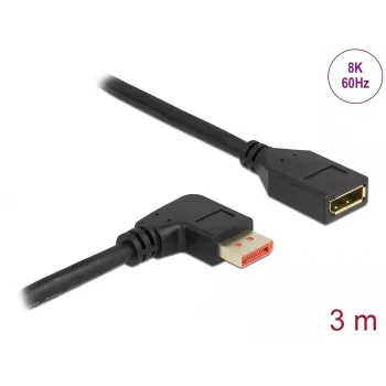 DisplayPort ilginimo laidas DeLOCK 87079 3m 8K 60Hz stačiu kampu