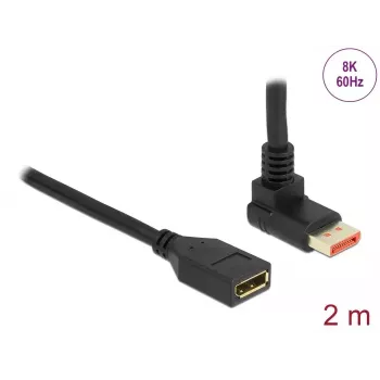 DisplayPort ilginimo laidas DeLOCK 90° kampu į viršų 8K 60 Hz 2 m