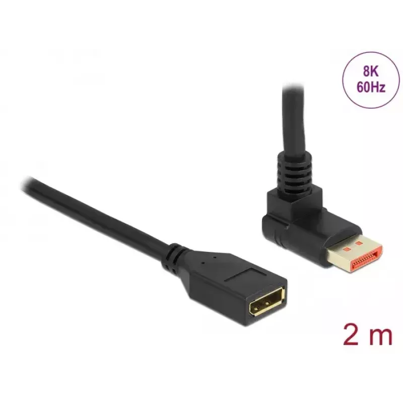 DisplayPort ilginimo laidas DeLOCK 90° kampu į viršų 8K 60 Hz 2 m