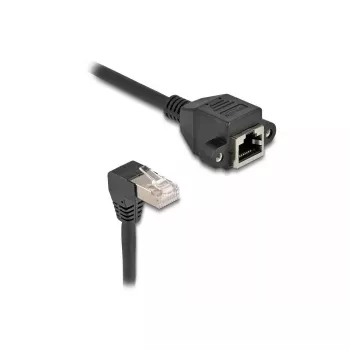 DeLOCK tinklo prailginimo kabelis S/FTP RJ45 90° kampu RJ45 Cat.6A 3m juodas