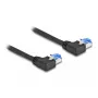DeLOCK RJ45 tinklo kabelis Cat.6A S/FTP kairėn lenktas 2 m juodas