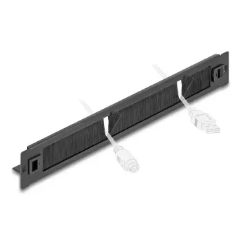 Šepečių skydelis DeLOCK 66552 Juodas Metalinis 48 mm Plotis 482 mm Gylis 44,4 mm Aukštis