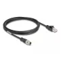 Tinklo kabelis DeLOCK M12 X-koduotas 8 kontaktų kištukas į RJ45 kištuką Cat5e 2 m juodas