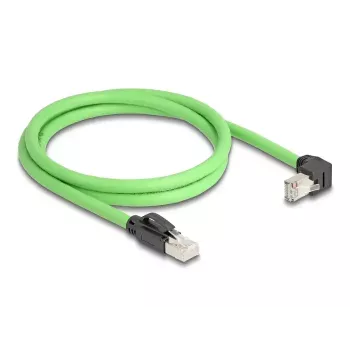 DeLOCK RJ45 Cat.6A tinklo kabelis, žemyn nukreipta jungtimi, 1 m, žalias