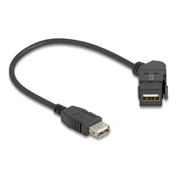 DeLOCK USB 2.0 Type-A skydinis lizdas 45° kampu su 30 cm kabeliu juodas