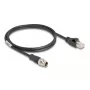 Tinklo kabelis DeLOCK M12 X-coded 8 kontaktų kištukas į RJ45 kištuką Cat5e 1 m juodas