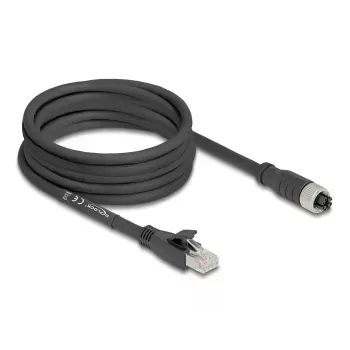 Tinklo kabelis DeLOCK 80594 M12 – RJ-45 Cat5e 5 m juodas