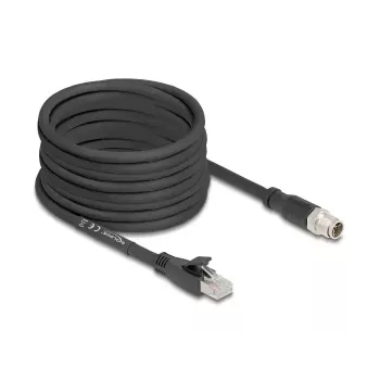 DeLOCK 80586 tinklo kabelis M12 – RJ-45 Cat5e 10 m juodas