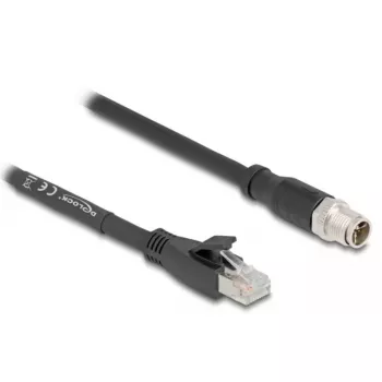 DeLOCK 80586 tinklo kabelis M12 – RJ-45 Cat5e 10 m juodas