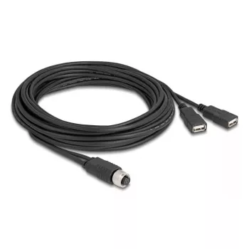 DeLOCK jutiklio/vykdomojo įtaiso kabelis 5 m M12 2 x USB-A juoda 60652