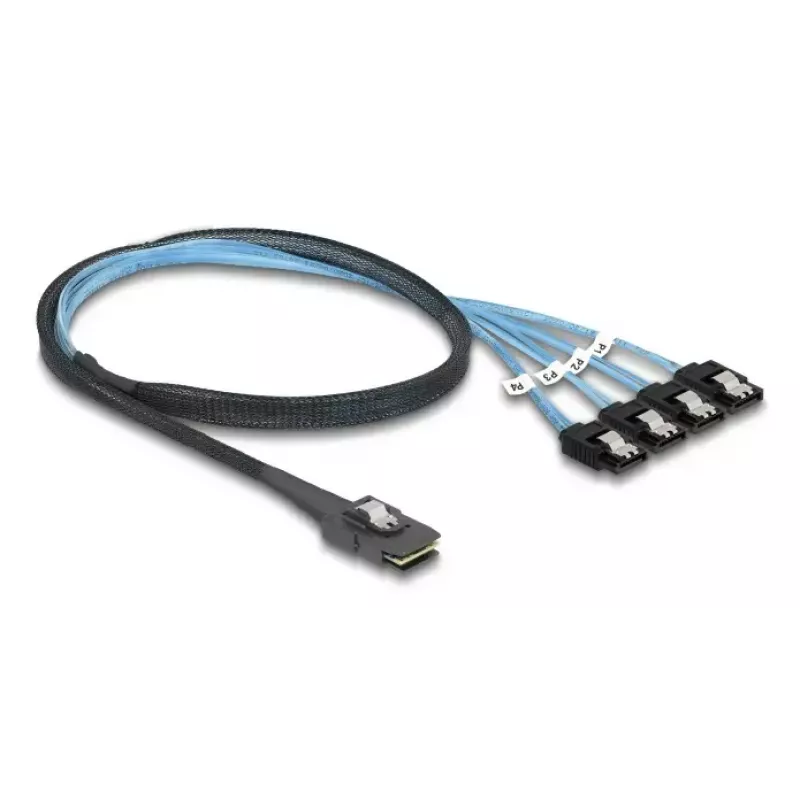 DELOCK 64260 vidinė M.2 į Mini-SAS adapterio kortelė, JMicron JMB585, juoda, su LED