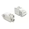 Keystone modulis DELOCK 90937 – RJ-45 Cat.6A ekranuotas, kampuotas 90°, plokščios konstrukcijos, baltas