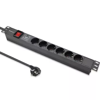 Maitinimo juosta RACK 19 1U QOLTEC PDU 16A 6xSCHUKO 1,8 m