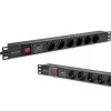 Maitinimo juosta RACK 19 1U QOLTEC PDU 16A 6xSCHUKO 1,8 m