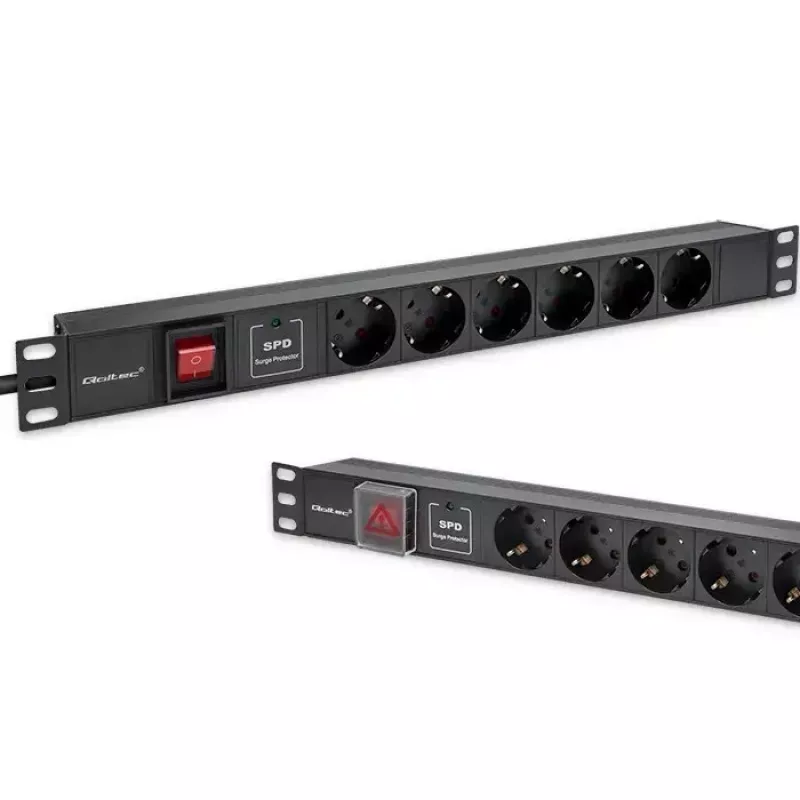 Maitinimo juosta RACK 19 1U QOLTEC PDU 16A 6xSCHUKO 1,8 m