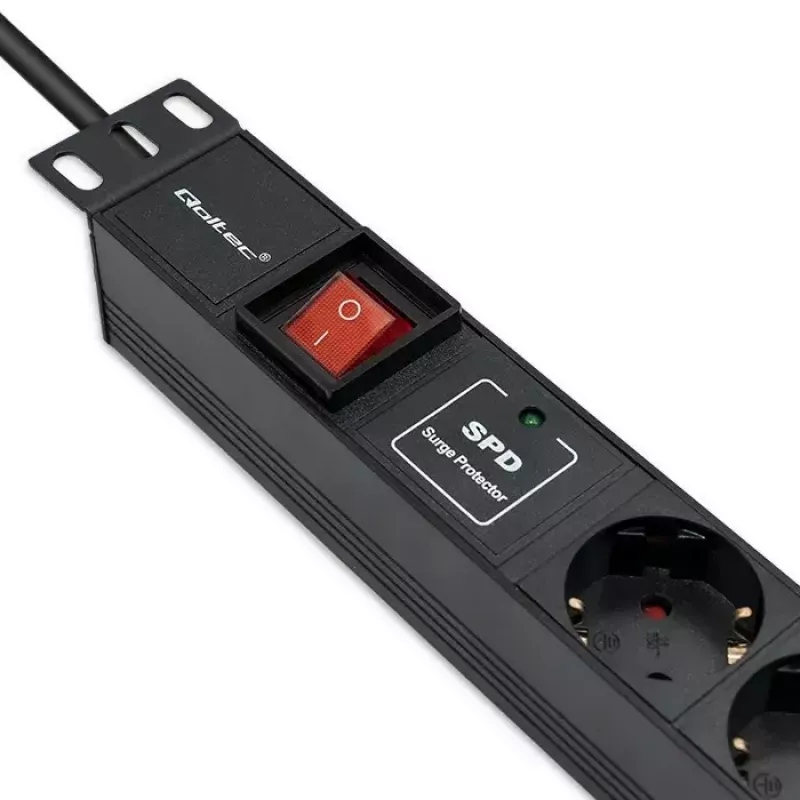 Maitinimo juosta RACK 19 1U QOLTEC PDU 16A 6xSCHUKO 1,8 m