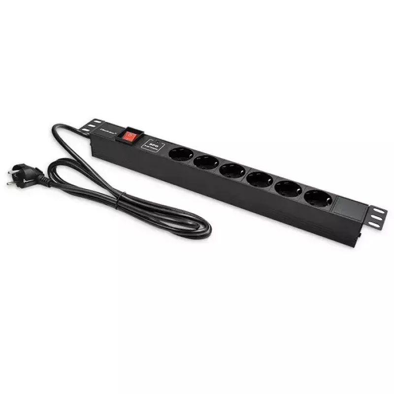 Maitinimo juosta RACK 19 1U QOLTEC PDU 16A 6xSCHUKO 1,8 m