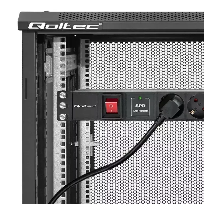 Maitinimo juosta RACK 19 1U QOLTEC PDU 16A 6xSCHUKO 1,8 m