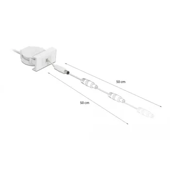 DeLOCK Easy 45 81377 Įtraukiamas maitinimo laidas, 12 V, 1,5 A, 0,62 m, baltas