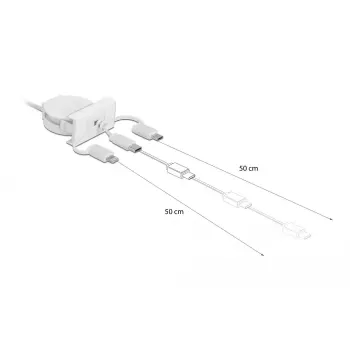 Laidas DeLOCK Easy 45 modulis USB 2.0 3 in 1 ištraukiamas 0,5 m