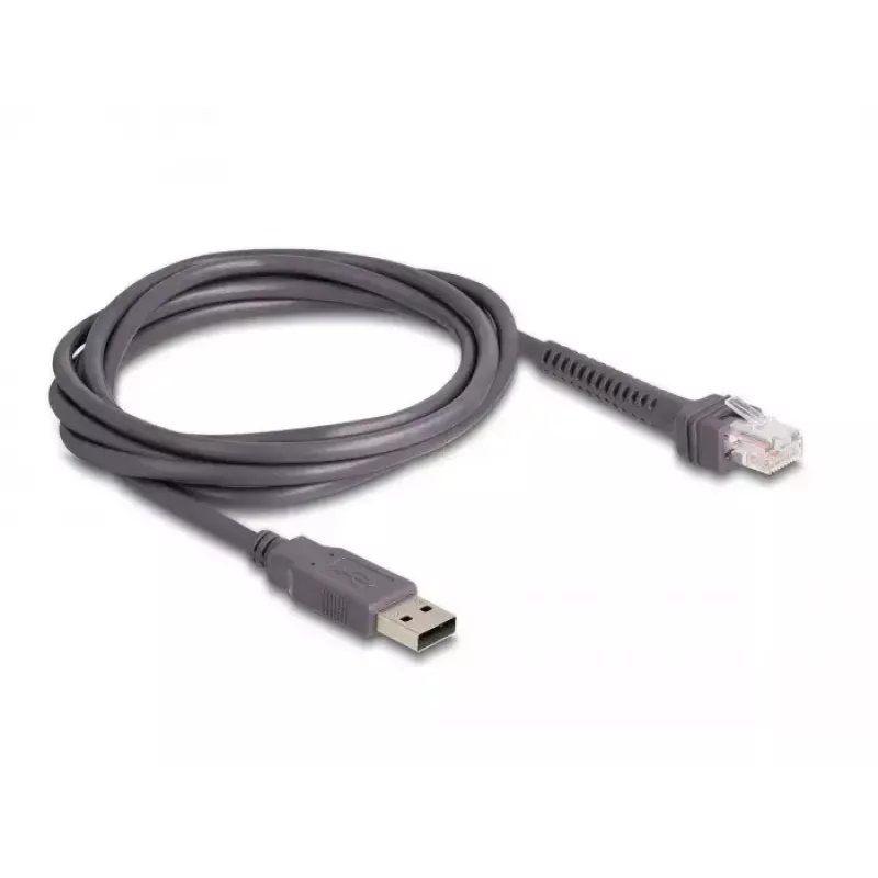 DeLOCK USB brūkšninių kodų skaitytuvas 1D lazerinis, šviesiai pilkas, laidinis, RJ-50