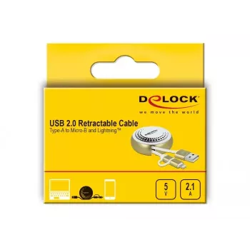 Įtraukiamas laidas DeLOCK 85820 USB 2.0 Type-A į Micro-B / Lightning