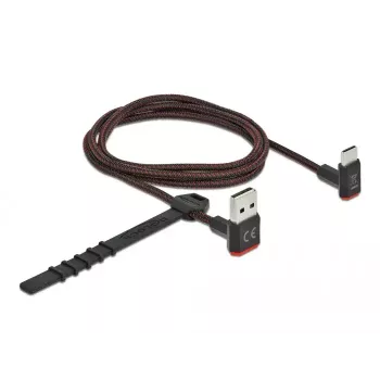 USB kabelis DeLOCK EASY-USB 2.0 Type-A vyriškas į Type-C vyriškas kampuotas 1m juodas