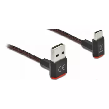 USB kabelis DeLOCK EASY-USB 2.0 Type-A vyriškas į Type-C vyriškas kampuotas 1m juodas