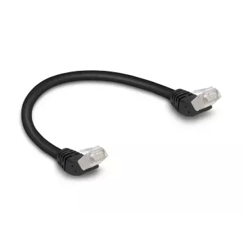 Tinklo kabelis DeLOCK RJ45 Cat.6A S/FTP 45° kampu 0,25 m juodas