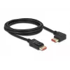 DisplayPort kabelis DeLOCK 8K 60 Hz 2 m tiesus kištukas į kairėn 90° lenktą kištuką