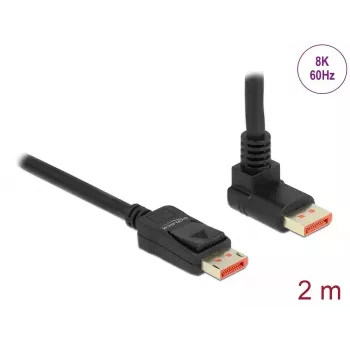 DisplayPort kabelis DeLOCK 87055 2m 8K 60Hz kištukas-kištukas 90° į viršų
