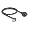 DeLOCK tinklo ilginimo laidas S/FTP RJ45 90° kampu į RJ45 Cat.6A 0,5 m juodas