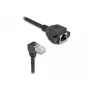 DeLOCK tinklo ilginimo laidas S/FTP RJ45 90° kampu į RJ45 Cat.6A 0,5 m juodas