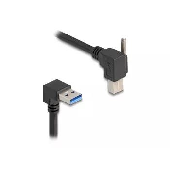 USB laidas DeLOCK 80481 90° A tipo kištukas į B tipo kištuką 1 m juodas