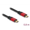 USB laidas DeLOCK 80652 Type-C vyriškas į vyrišką 20 Gbps 100 W 0,8 m raudonas metalinis