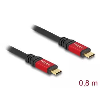 USB laidas DeLOCK 80652 Type-C vyriškas į vyrišką 20 Gbps 100 W 0,8 m raudonas metalinis