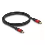 USB laidas DeLOCK 80652 Type-C vyriškas į vyrišką 20 Gbps 100 W 0,8 m raudonas metalinis