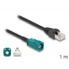Koaksialinis kabelis DELOCK 90698 su HSD Z į RJ-45 jungtimis, 1 m, juodas/mėlynas