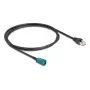 Koaksialinis kabelis DELOCK 90698 su HSD Z į RJ-45 jungtimis, 1 m, juodas/mėlynas
