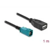 Koaksialinis kabelis DELOCK 90703 — HSD Z į USB A, 1 m, juodas/mėlynas