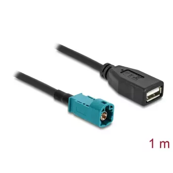 Koaksialinis kabelis DELOCK 90703 — HSD Z į USB A, 1 m, juodas/mėlynas