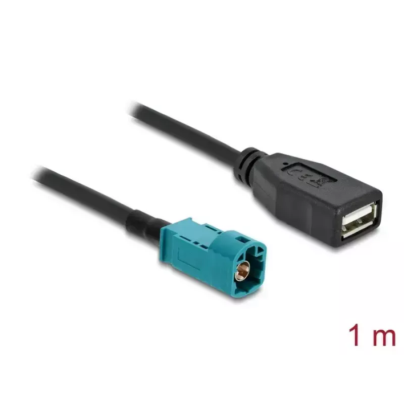 Koaksialinis kabelis DELOCK 90703 — HSD Z į USB A, 1 m, juodas/mėlynas