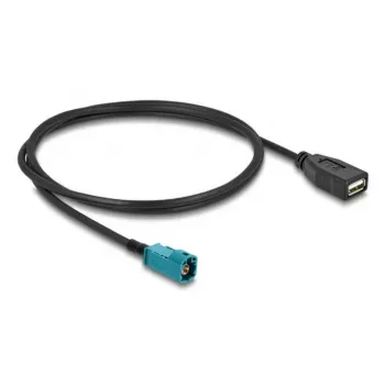 Koaksialinis kabelis DELOCK 90703 — HSD Z į USB A, 1 m, juodas/mėlynas