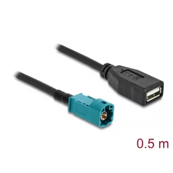 Koaksialinis kabelis DELOCK 90702 HSD Z į USB A, 0,5 m, juodas/mėlynas