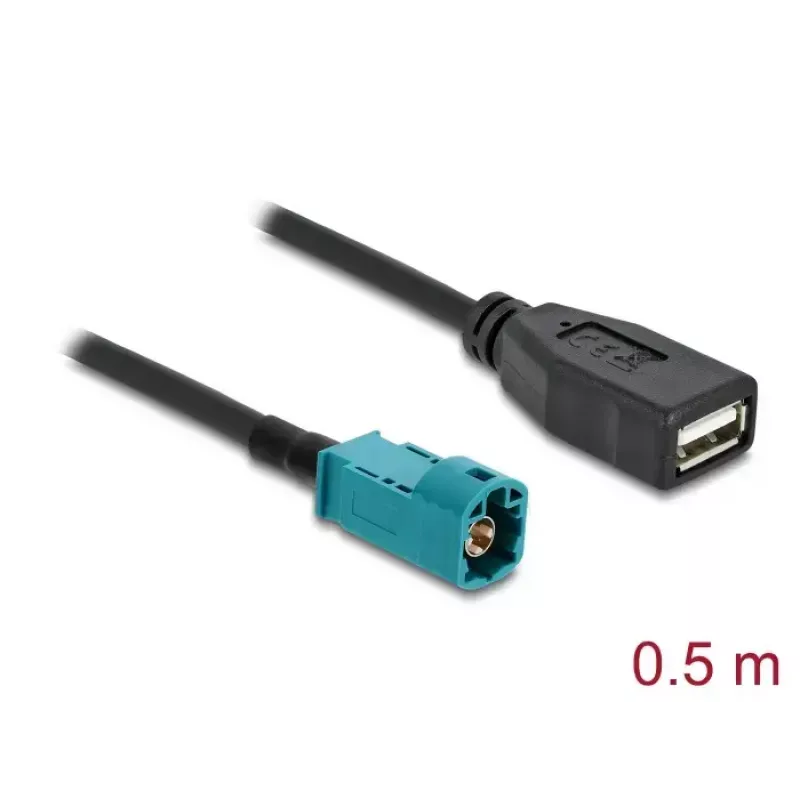Koaksialinis kabelis DELOCK 90702 HSD Z į USB A, 0,5 m, juodas/mėlynas