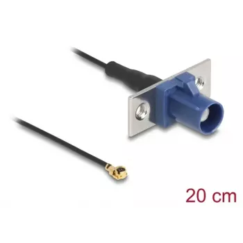 Koaksialinis kabelis DELOCK 90731, FAKRA C – I-PEX MHF1, 0,2 m, 1,13 mm, juoda/mėlyna