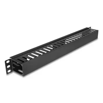 Kabelių tvarkymo skydas DELOCK 19 colių 1U su dviem angomis, metalas/plastikas, juodas