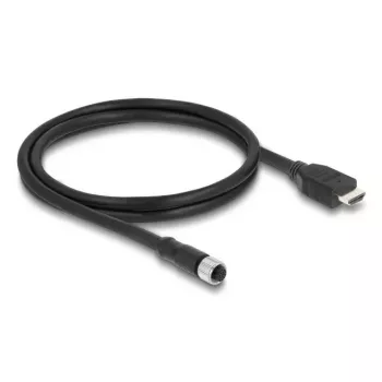 DELOCK M12 A-koduotas 17 kontaktų (motina) į HDMI (tėvas) laidas — 1 m, juodas